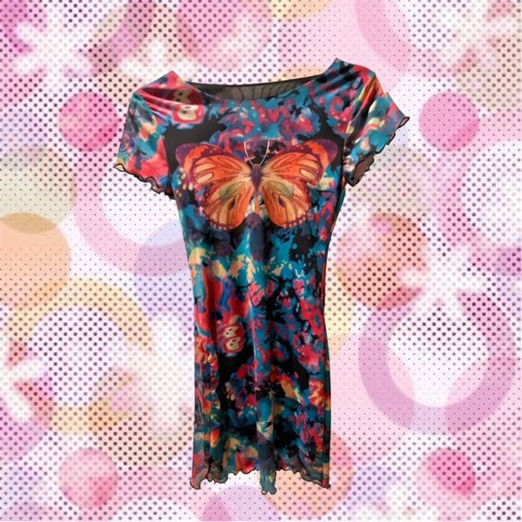 Dolls Kill Tops - Delia*s Inspired Butterfly Mesh Mini Dress – Size XS/S